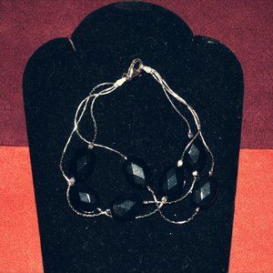 Sterling Silver and Obsidian Bracelet